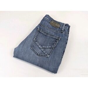 BKE Jeans Jake Straight Mens 31x32 Whiskering Medium Wash County Rodeo Rock